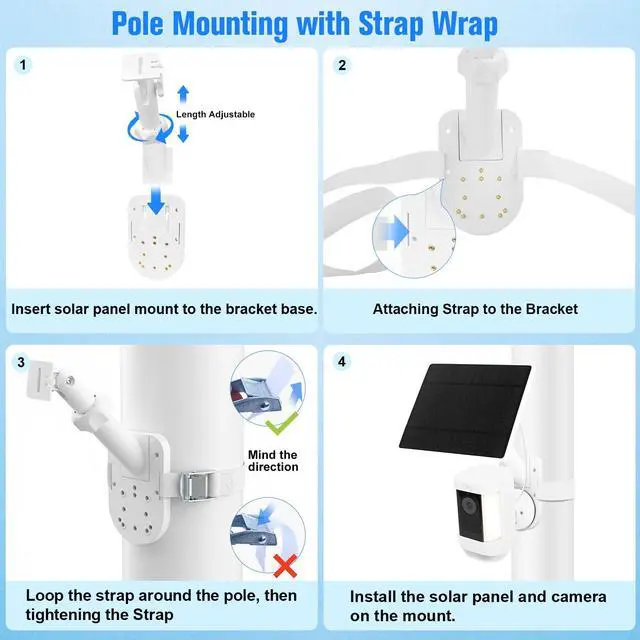 Alt view image 4 of 7 - 6W Solar Panel with Camera Mount for Ring Spotlight Cam Plus/Pro (Battery), Ring Stick Up Cam & Outdoor Cam Plus (Battery), 2-in-1 Solar Charger Wall Mount for Outdoor Security Cameras