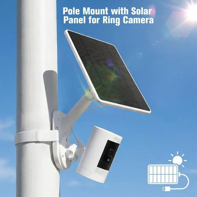 Alt view image 6 of 7 - 6W Solar Panel with Camera Mount for Ring Spotlight Cam Plus/Pro (Battery), Ring Stick Up Cam & Outdoor Cam Plus (Battery), 2-in-1 Solar Charger Wall Mount for Outdoor Security Cameras