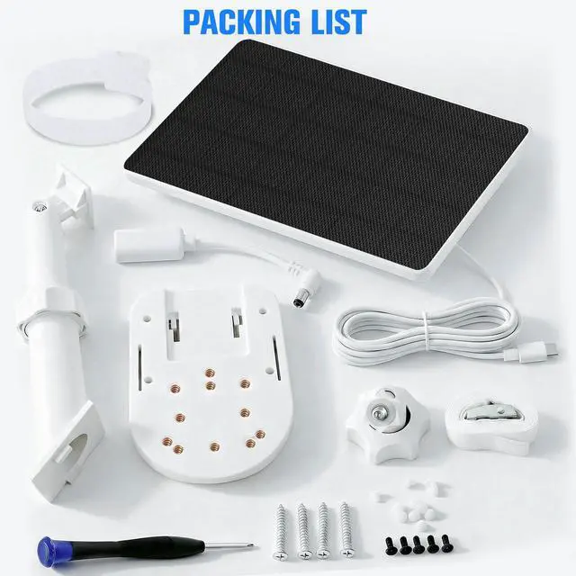 Alt view image 7 of 7 - 6W Solar Panel with Camera Mount for Ring Spotlight Cam Plus/Pro (Battery), Ring Stick Up Cam & Outdoor Cam Plus (Battery), 2-in-1 Solar Charger Wall Mount for Outdoor Security Cameras