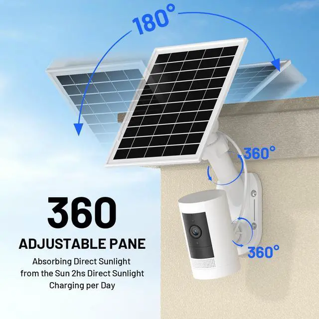 Alt view image 4 of 7 - Solar Panel and 2-in-1 Wall Mount for Ring Cam, 7W Solar Charger Compatible with Rings Spotlight &Stick Up Outdoor Cam Battery, 360° Adjustable Outdoor Security Camera Mount, Weatherproof, 3-Pack