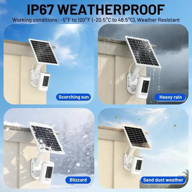 Alt view image 5 of 7 - Solar Panel and 2-in-1 Wall Mount for Ring Cam, 7W Solar Charger Compatible with Rings Spotlight &Stick Up Outdoor Cam Battery, 360° Adjustable Outdoor Security Camera Mount, Weatherproof, 3-Pack