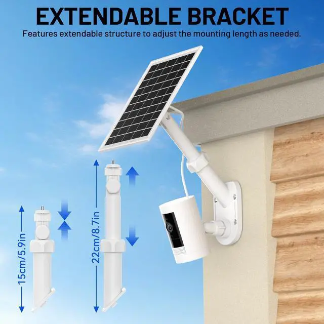 Alt view image 7 of 7 - Solar Panel and 2-in-1 Wall Mount for Ring Cam, 7W Solar Charger Compatible with Rings Spotlight &Stick Up Outdoor Cam Battery, 360° Adjustable Outdoor Security Camera Mount, Weatherproof, 3-Pack