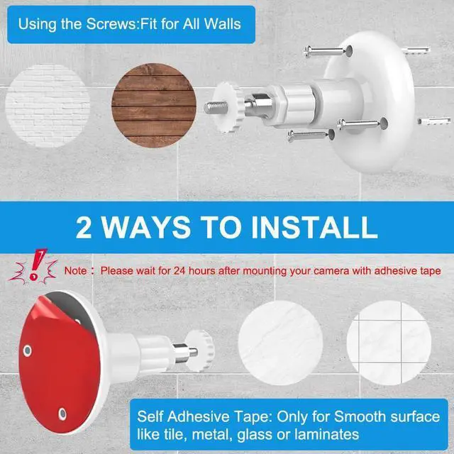 Alt view image 7 of 7 - 1 Pack Adhesive Ring Camera Mount Stick Up Mount Holder