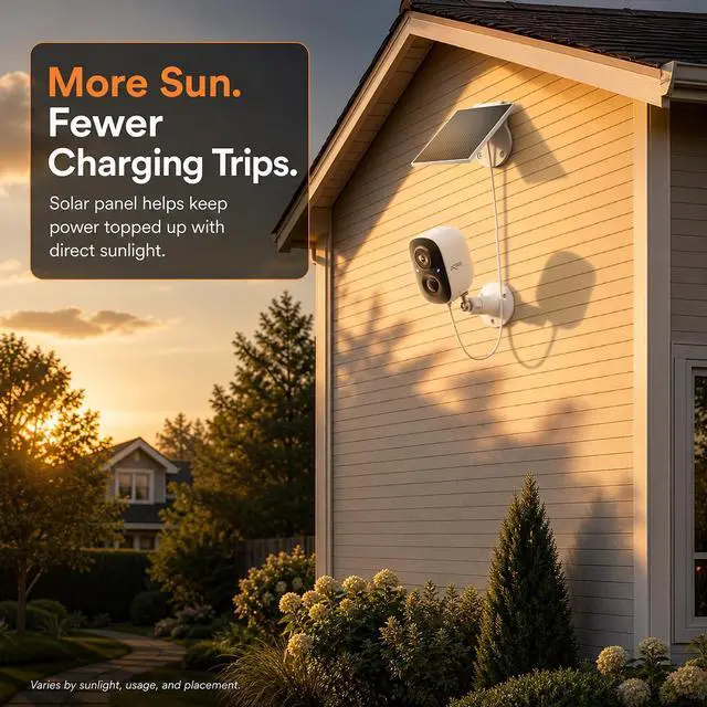 Alt view image 2 of 7 - 2K Solar-Powered Outdoor Security Camera, Wireless WiFi, Spotlight
