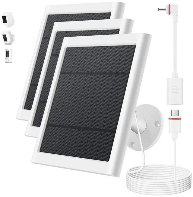 Main image of Solar Panel for Ring Camera, 3 Pack 4W Solar Charger Compatible with Rings Spotlight &All-New Stick Up Outdoor Cam Battery, 10ft Long Cable with USB-C to Ring Barrel Plug Adapter