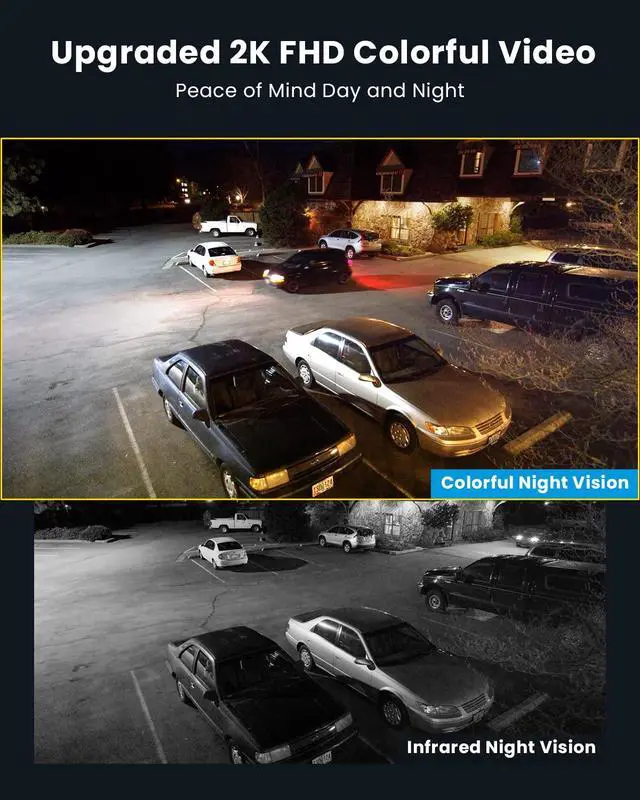 Alt view image 3 of 7 - ieGeek Floodlight Camera Outdoor, 2K Wired Home Smart Security Cameras, 2.4G WiFi Flood Light Camera with Motion Sensor, Wiring 2600 Lumens Cam, Color Night Vision,Siren,2 Way Audio, Works with Alexa