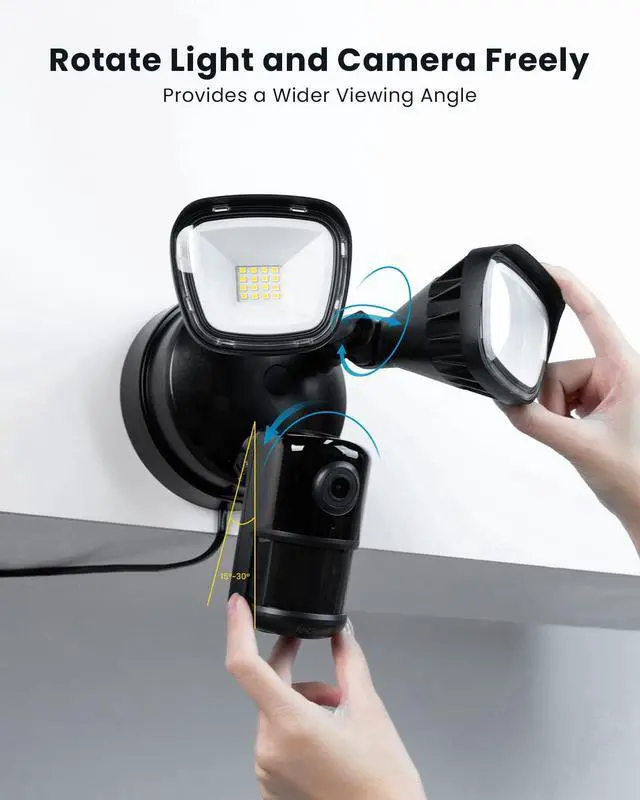 Alt view image 7 of 7 - ieGeek Floodlight Camera Outdoor, 2K Wired Home Smart Security Cameras, 2.4G WiFi Flood Light Camera with Motion Sensor, Wiring 2600 Lumens Cam, Color Night Vision,Siren,2 Way Audio, Works with Alexa