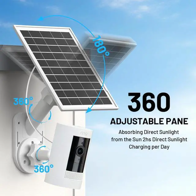 Alt view image 7 of 7 - Solar Panel and 2-in-1 Wall Mount for Ring Cam, 6W Solar Charger Compatible with R-ing Spotlight Pro/Plus & Stick Up Cam Battery Models, Weatherproof Cable with USB-C and Ring Barrel Plug