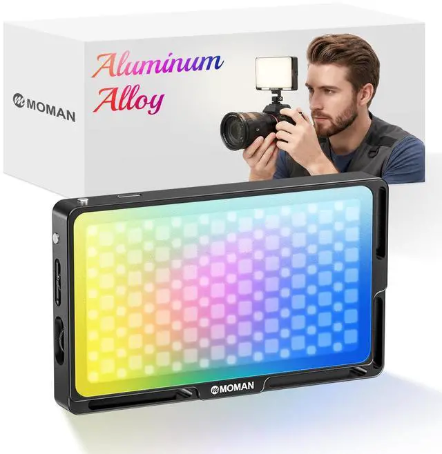 Main image of Portable LED Video Light, Aluminum Alloy Body On-Camera Light, Diffuser & Built-in Battery, 2500K-8500K RGB Dimmable, CRI 96+ Photography Fill Light with 1/4" Screw for DSLR, Vlog, YouTube