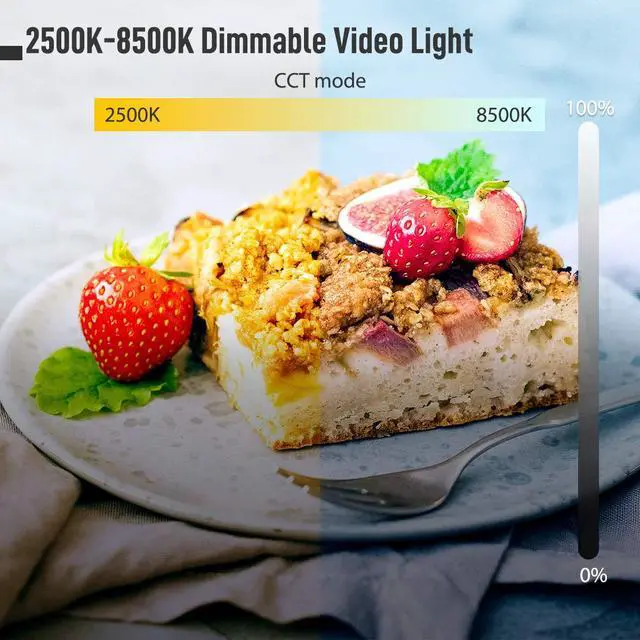 Alt view image 2 of 7 - Portable LED Video Light, Aluminum Alloy Body On-Camera Light, Diffuser & Built-in Battery, 2500K-8500K RGB Dimmable, CRI 96+ Photography Fill Light with 1/4" Screw for DSLR, Vlog, YouTube