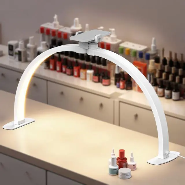 Main image of Basics 29" Half Moon Nail Light for Desk, 36W Foldable Nail Tech Table Arc Lamp, LED Manicure Half Ring Light with Phone Holder for Makeup Beauty Tattoo Overhead Video Recording, HM02-D