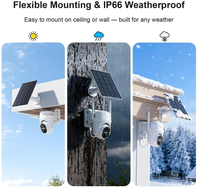 Alt view image 5 of 7 - 360° View WiFi Solar Security Cameras Wireless Outdoor | Outdoor Cameras for Home Security, 2K Color Night Vision, Free Cloud Storage, AI Motion Detection, Instant Alert, 2-Way Audio