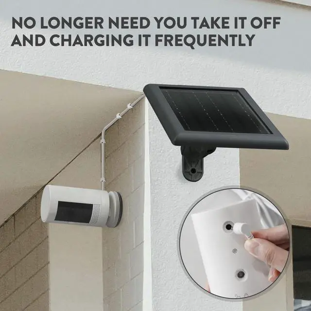 Alt view image 4 of 7 - Ring Solar Panel(2nd Generation), 5W Ring Solar Panel Charger with Mount for Stick Up Camera & Pro, Spotlight Plus & Pro, Stick Up Cam Battery, Spotlight Cam Battery (2 Pack Black)