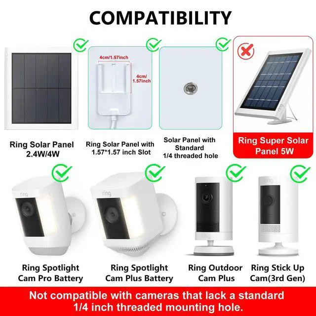 Alt view image 2 of 7 - 2-in-1 Wall Mount for Ring Solar Panel, Ring Stick Up Cam Battery, Spotlight Cam and Spotlight Cam Plus/Pro(Battery), Adjustable Angle to Get Maximum Sunlight for Your Solar Panel