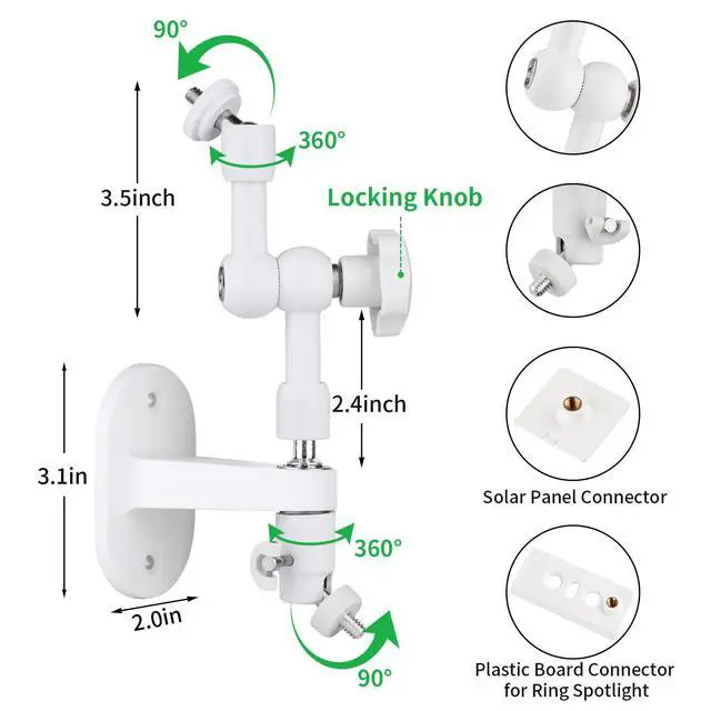 Alt view image 4 of 7 - 2-in-1 Wall Mount for Ring Solar Panel, Ring Stick Up Cam Battery, Spotlight Cam and Spotlight Cam Plus/Pro(Battery), Adjustable Angle to Get Maximum Sunlight for Your Solar Panel