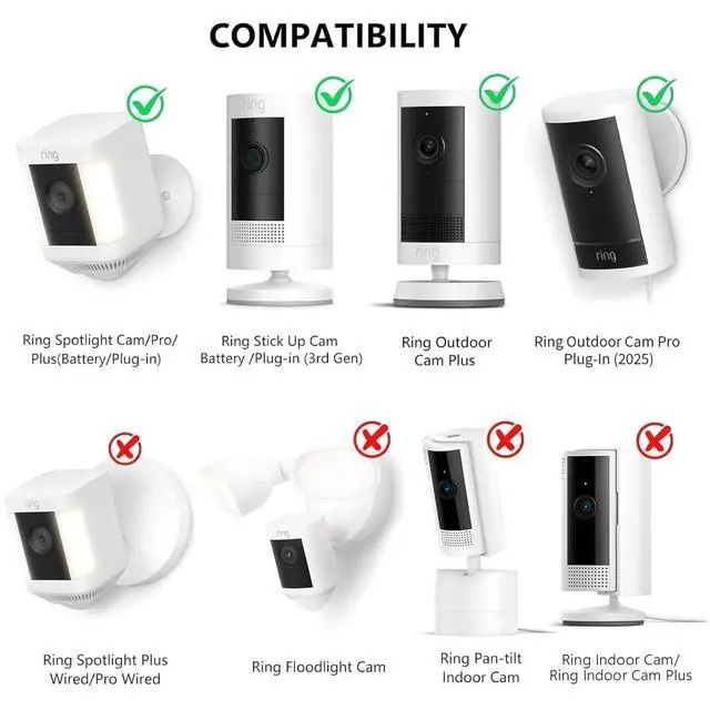 Alt view image 2 of 7 - 2Pack Flexible Twist Mount for Stick Up Cam Battery/Plug-in 3rd Gen/Ring Outdoor Cam Plus & Ring Spotlight/Pro/Plus (Battery), Easy Installation Mounting Bracket Without Drilling (White)