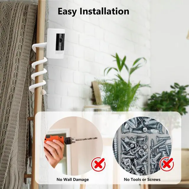 Alt view image 5 of 7 - 2Pack Flexible Twist Mount for Stick Up Cam Battery/Plug-in 3rd Gen/Ring Outdoor Cam Plus & Ring Spotlight/Pro/Plus (Battery), Easy Installation Mounting Bracket Without Drilling (White)