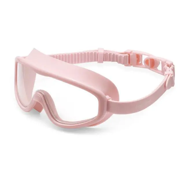 Alt view image 2 of 5 - Swimming Goggles Kids Ages 3-8 - Lightweight Silicone, Anti-Fog Wide Lens, Retro Design Swim Goggles for Kids, Adjustable Straps, Hair-Safe Buckle, Cotton Pouch Included, French Rose