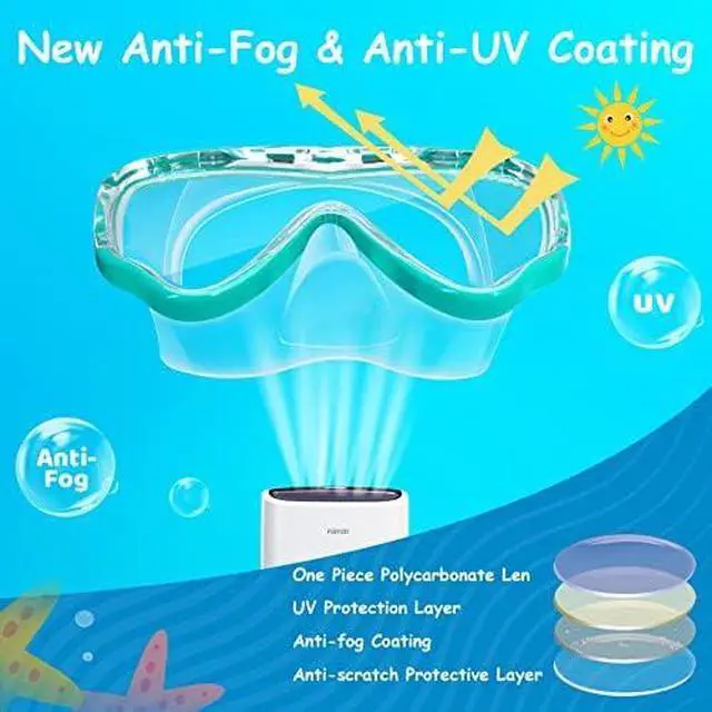 Alt view image 5 of 7 - Kids-Goggles with Nose Cover, Diving Mask Elastic Fabric Strap Anti Fog Anti Shattered Lens for Kids Swim Goggles 3-14