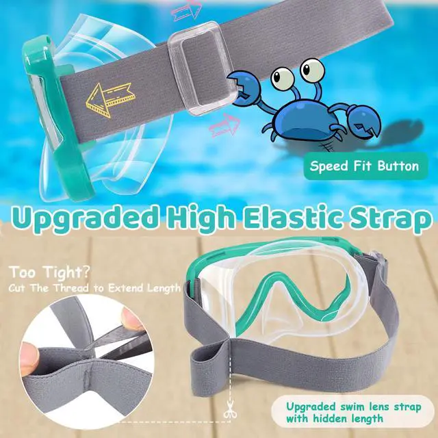 Alt view image 3 of 7 - Kids-Goggles with Nose Cover, Diving Mask Elastic Fabric Strap Anti Fog Anti Shattered Lens for Kids Swim Goggles 3-14