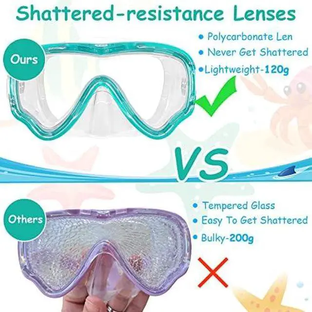 Alt view image 7 of 7 - Kids-Goggles with Nose Cover, Diving Mask Elastic Fabric Strap Anti Fog Anti Shattered Lens for Kids Swim Goggles 3-14