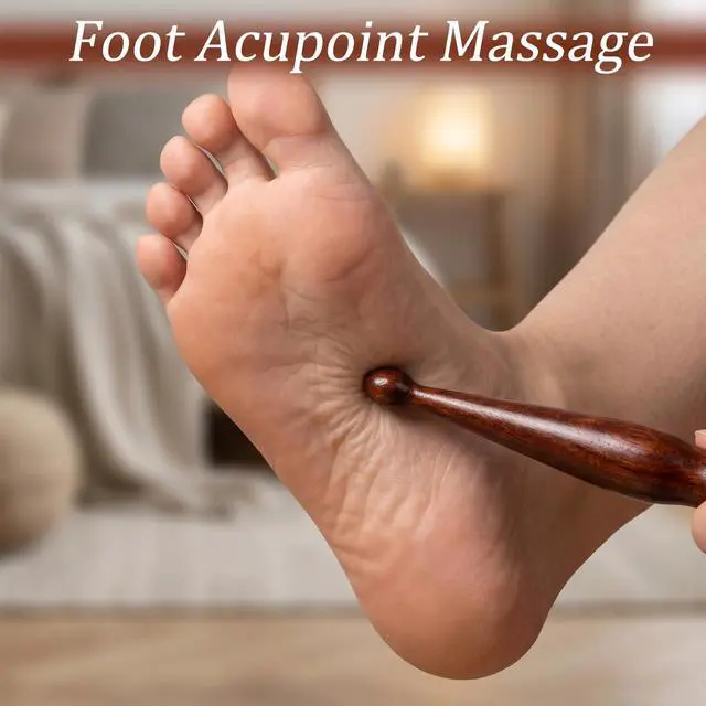 Alt view image 4 of 7 - 2Pcs Brown Wooden Acupoint Massage Pen Set