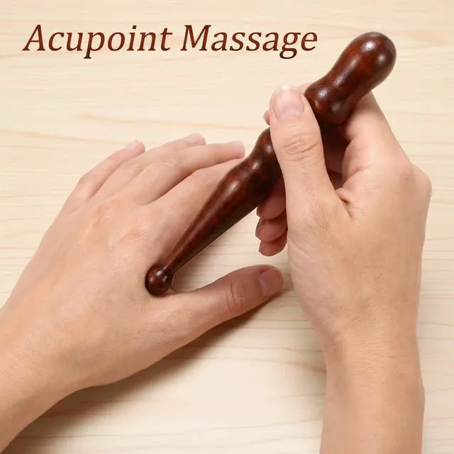 Alt view image 3 of 7 - 2Pcs Brown Wooden Acupoint Massage Pen Set