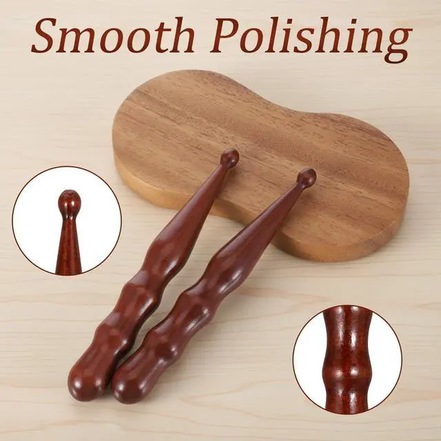 Alt view image 5 of 7 - 2Pcs Brown Wooden Acupoint Massage Pen Set