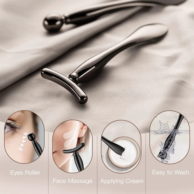 Alt view image 4 of 5 - 2pcs Metal Eye Cream Applicator Tool, Facial Roller Massage Wand