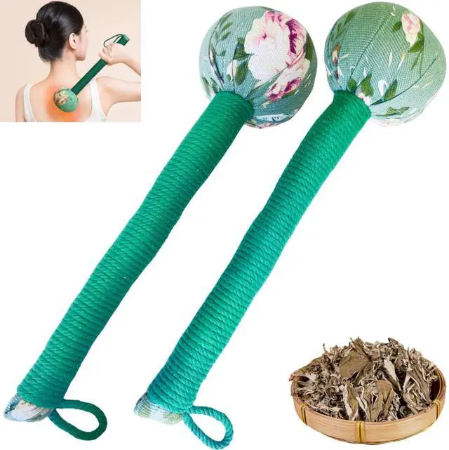 Main image of 2PCS Long Size Lymphatic Drainage Hammer,Wormwood Herbal Massage Hammer,Manual Body Massage Hammer, Back Knock Long Handheld Massage Hammer for Back Pain Relief Green 12.5IN