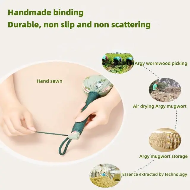 Alt view image 3 of 6 - 2PCS Long Size Lymphatic Drainage Hammer,Wormwood Herbal Massage Hammer,Manual Body Massage Hammer, Back Knock Long Handheld Massage Hammer for Back Pain Relief Green 12.5IN