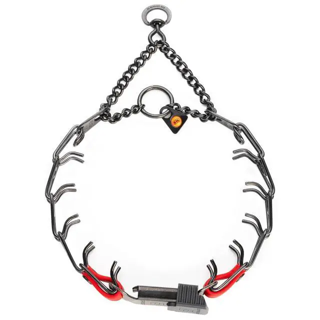 Alt view image 2 of 7 - Black Stainless Steel Dog Collar with Quick Release ClicLock Buckle and Biothane Insert Training Collar Made in Germany (Cherry Red, 16in x 2.25mm(Neck Size up to 13-14in))