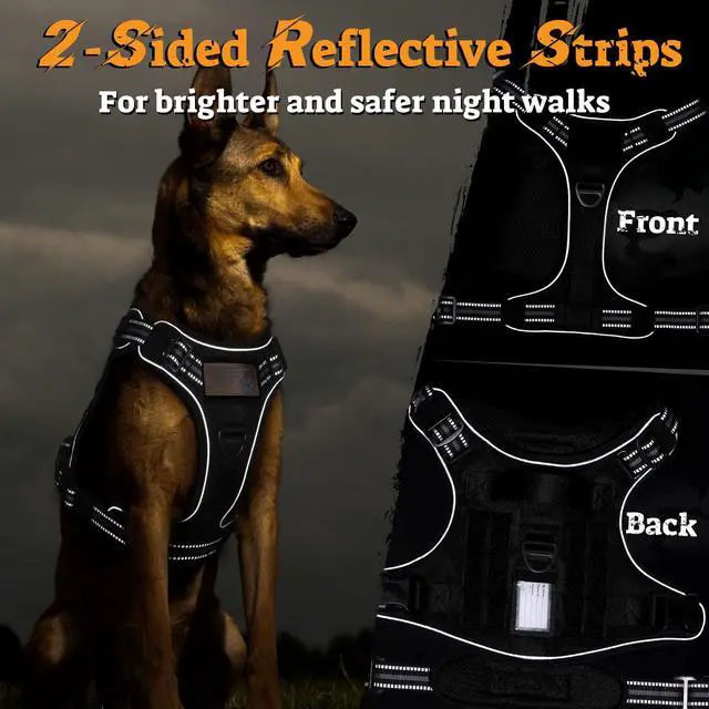 Alt view image 7 of 7 - Tactical Dog Harness for Large Dogs, No Pull Service Pet Vest