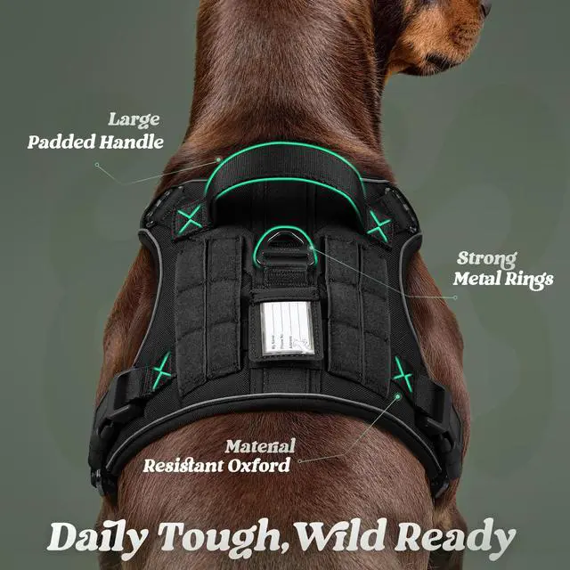 Alt view image 6 of 7 - Tactical Dog Harness for Large Dogs, No Pull Service Pet Vest