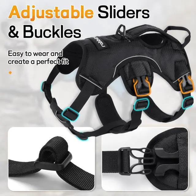 Alt view image 7 of 7 - Escape Proof Dog Harness for Large, No Pull with Lift Handle