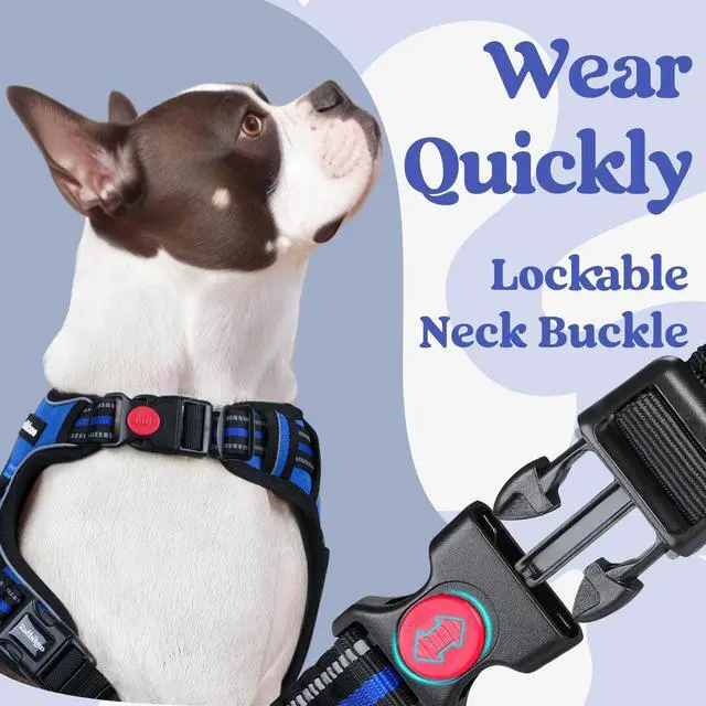 Alt view image 3 of 7 - Dog Harness Medium Sized, Updated Easy On & Off with 3 Buckles