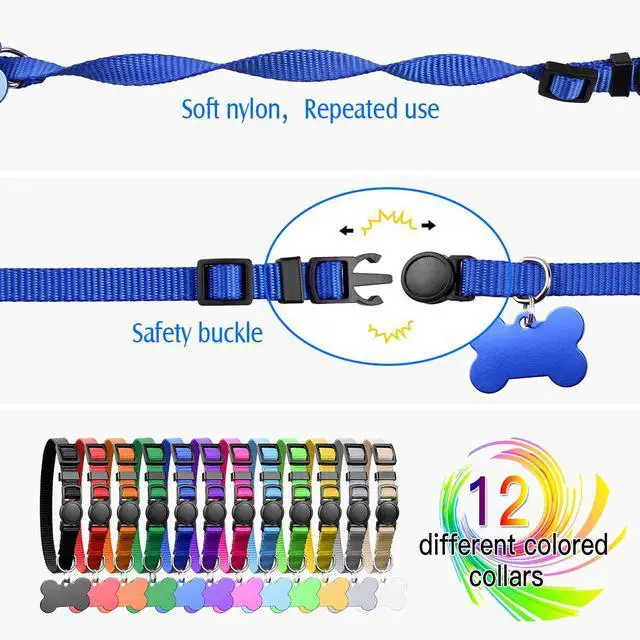 Alt view image 2 of 7 - Upgraded Puppy Collars for Litter Puppy ID Collars Whelping Supplies Soft Nylon Breakaway Coloured Collars with 12 ID Tags and 6 Record Keeping Charts(S)