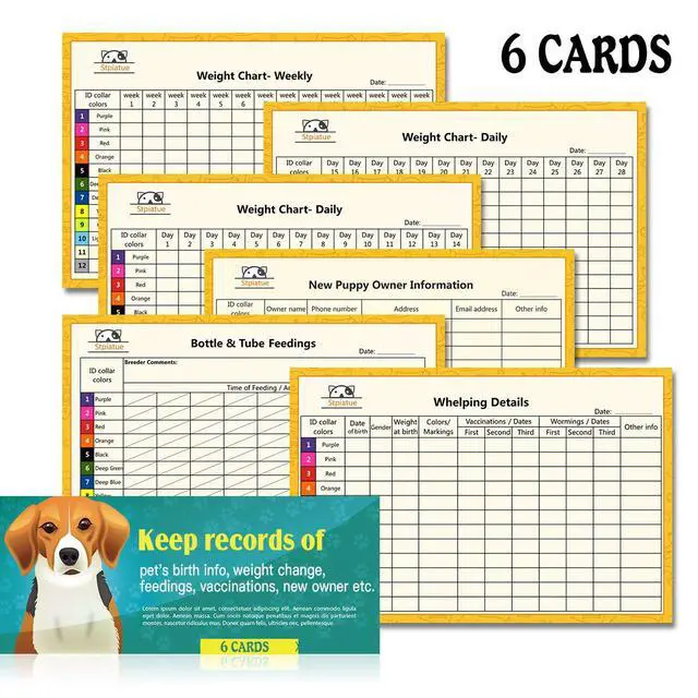 Alt view image 4 of 7 - Upgraded Puppy Collars for Litter Puppy ID Collars Whelping Supplies Soft Nylon Breakaway Coloured Collars with 12 ID Tags and 6 Record Keeping Charts(S)