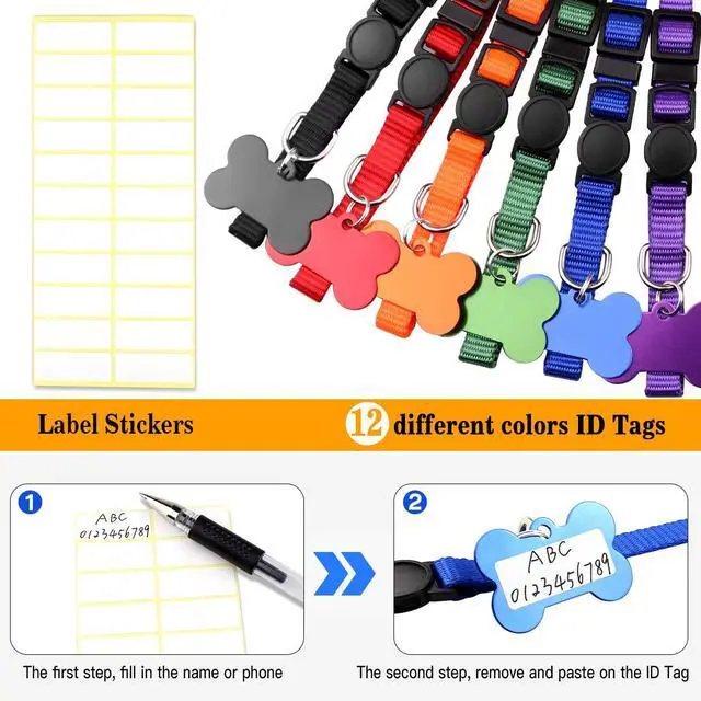 Alt view image 6 of 7 - Upgraded Puppy Collars for Litter Puppy ID Collars Whelping Supplies Soft Nylon Breakaway Coloured Collars with 12 ID Tags and 6 Record Keeping Charts(S)