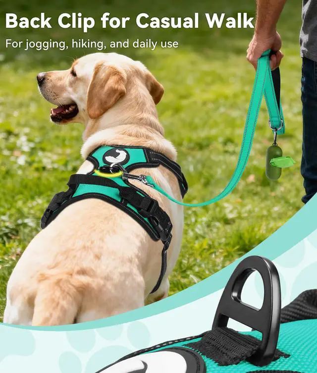 Alt view image 4 of 6 - No Pull Dog Harness for Large Dogs, Front Clip, Teal