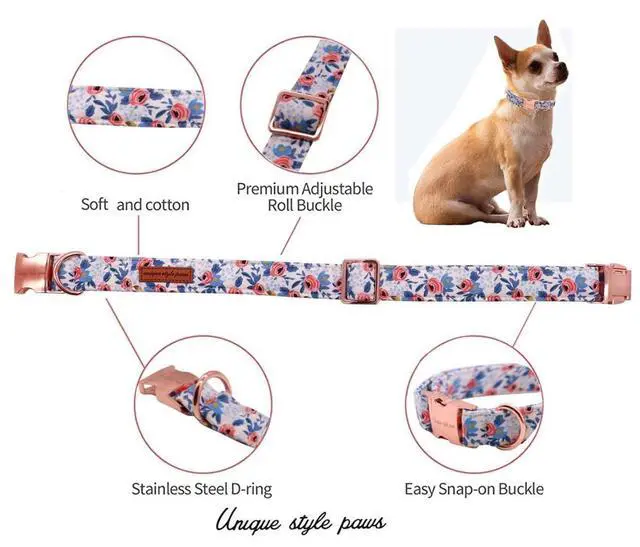 Alt view image 2 of 6 - Dog Collar Metal Buckle Red Rose Puppy Collar Flower Gift Durable Cute for Small Medium Large Boys Girls Dogs