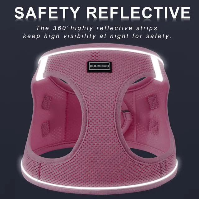 Alt view image 4 of 6 - Dog Harness with Leash Set, Step-in Adjustable Puppy Pet Vest, Pink M
