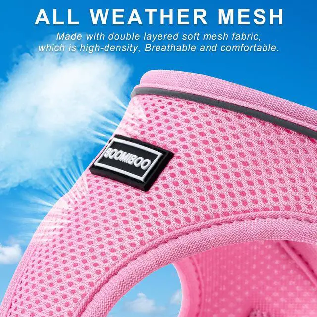 Alt view image 5 of 6 - Dog Harness with Leash Set, Step-in Adjustable Puppy Pet Vest, Pink M