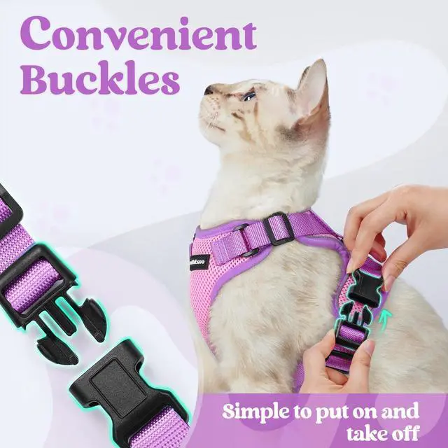 Alt view image 2 of 7 - Cat Harness and Leash Set, Escape Proof, Pink & Purple
