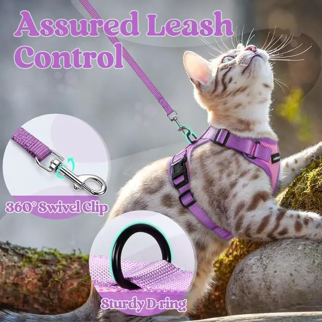 Alt view image 4 of 7 - Cat Harness and Leash Set, Escape Proof, Pink & Purple