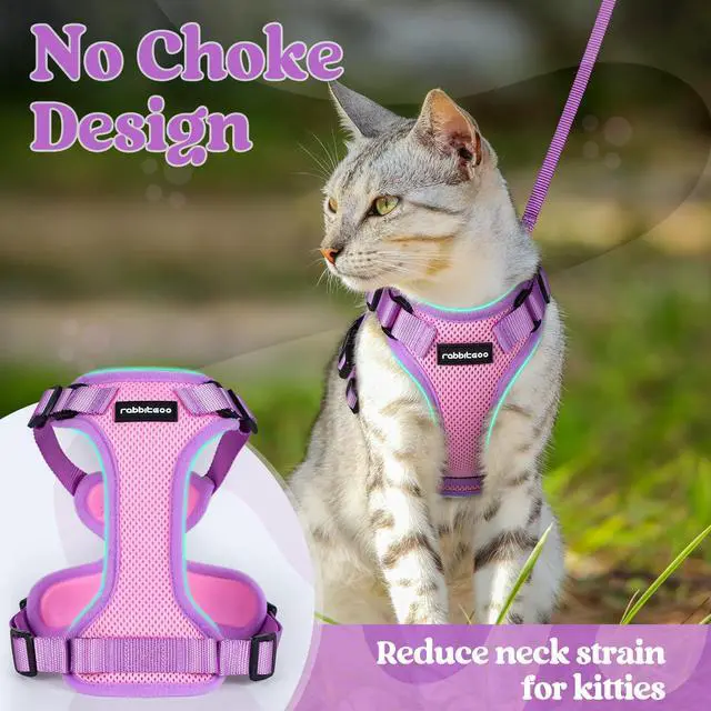 Alt view image 6 of 7 - Cat Harness and Leash Set, Escape Proof, Pink & Purple