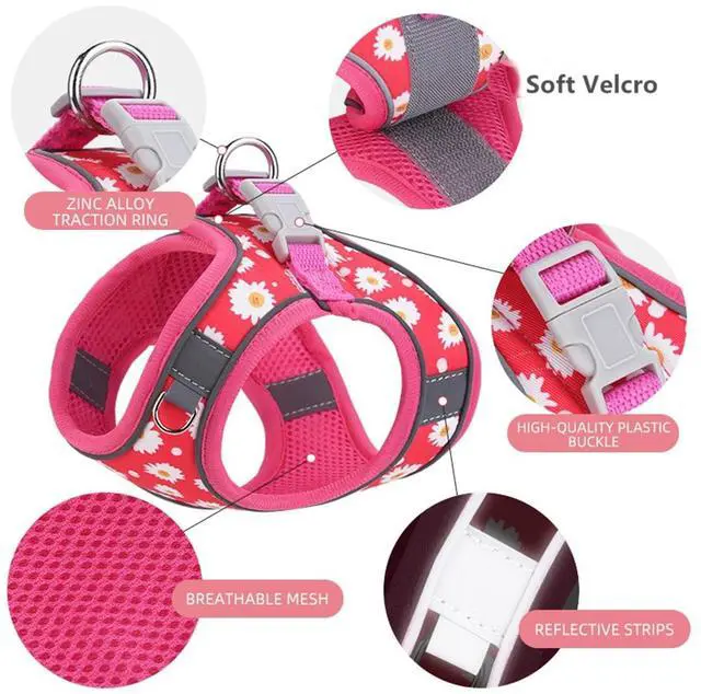 Alt view image 4 of 7 - Step in Dog Harness No Pull Flower Adjustable Soft Mesh Harness