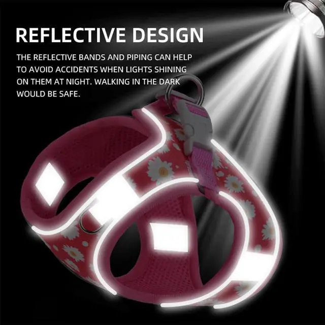 Alt view image 5 of 7 - Step in Dog Harness No Pull Flower Adjustable Soft Mesh Harness