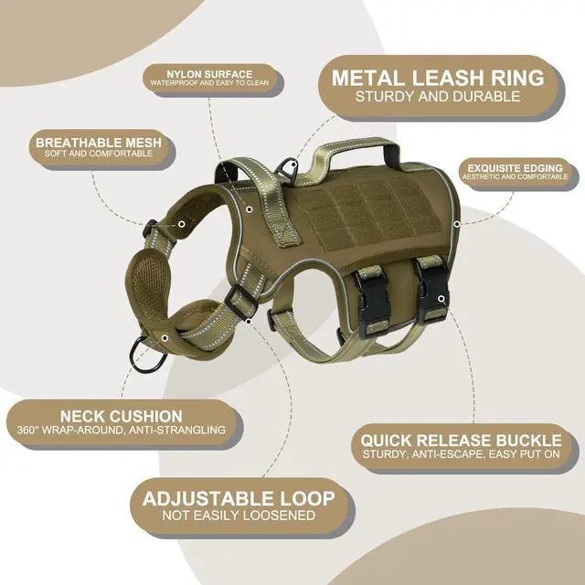 Alt view image 5 of 7 - Dog Harness for Large Dogs, No Pull Tactical Vest with Front Clips