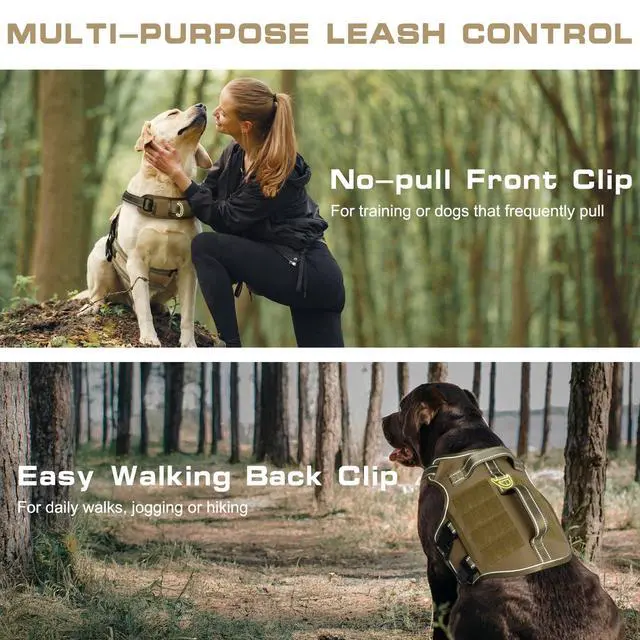 Alt view image 3 of 7 - Dog Harness for Large Dogs, No Pull Tactical Vest with Front Clips